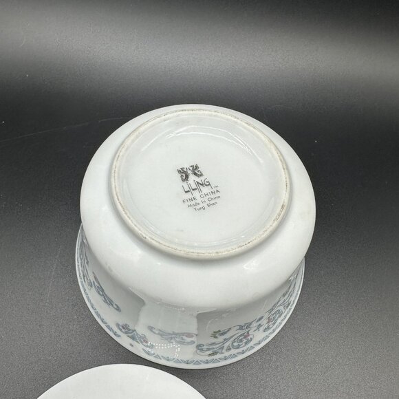 Vintage Floral Creamer Sugar Set With Butter Pats Liling China 80s 90s - Picture 9 of 13